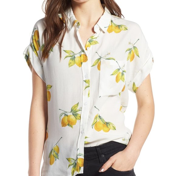 RAILS White and Lemon Print Shirt - Picture 1 of 2